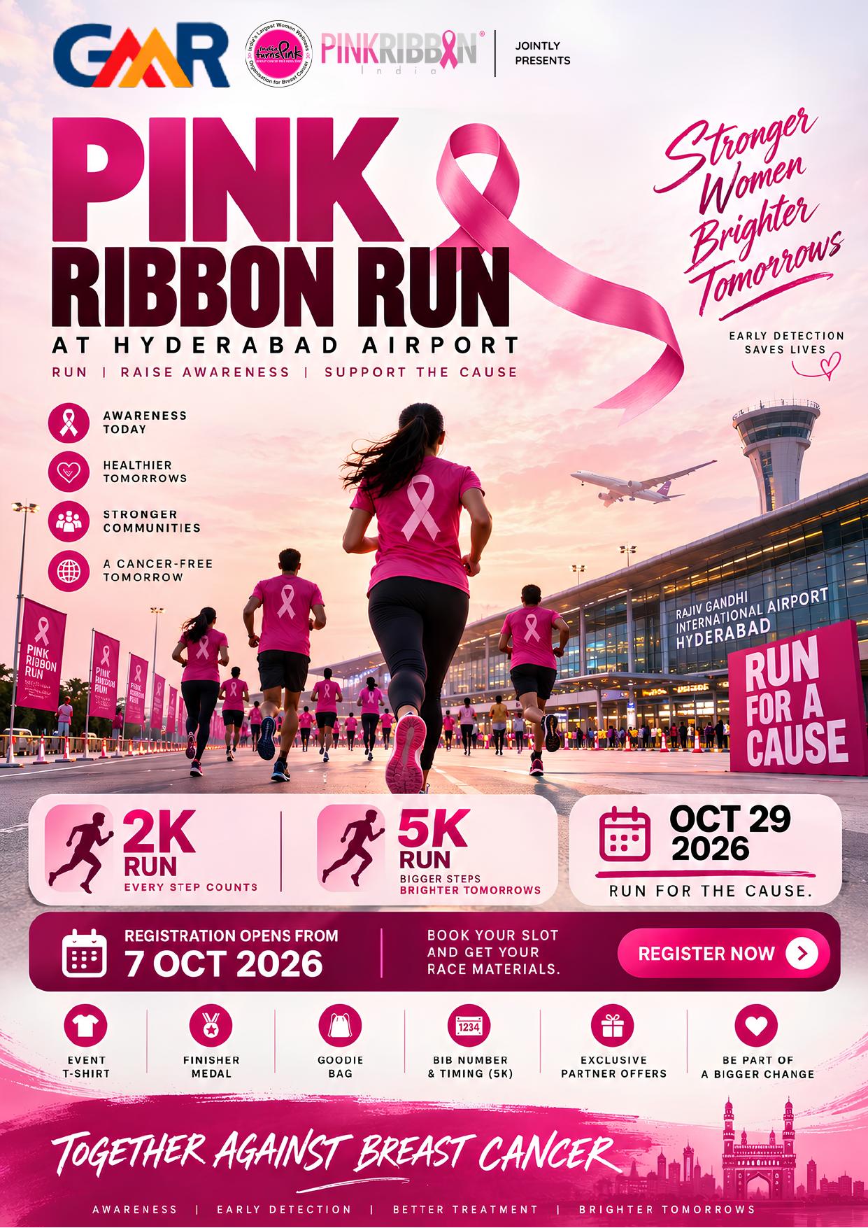 Pink Ribbon Run at Hyderabad Airport poster