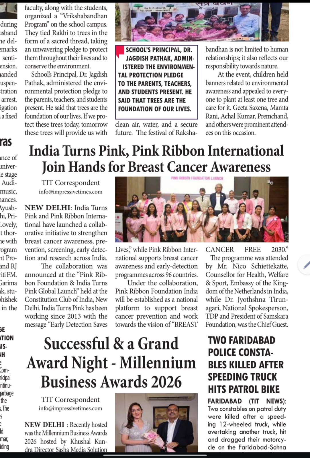 The Impressive Times — India Turns Pink, Pink Ribbon International Join Hands for Breast Cancer Awareness